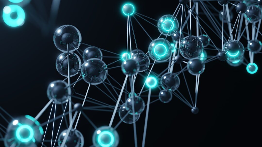 Data science machine learning visualization with glowing nodes