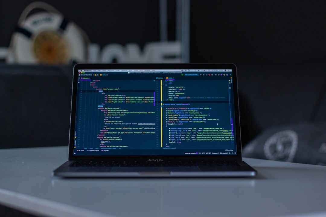Programming code displayed on a computer monitor