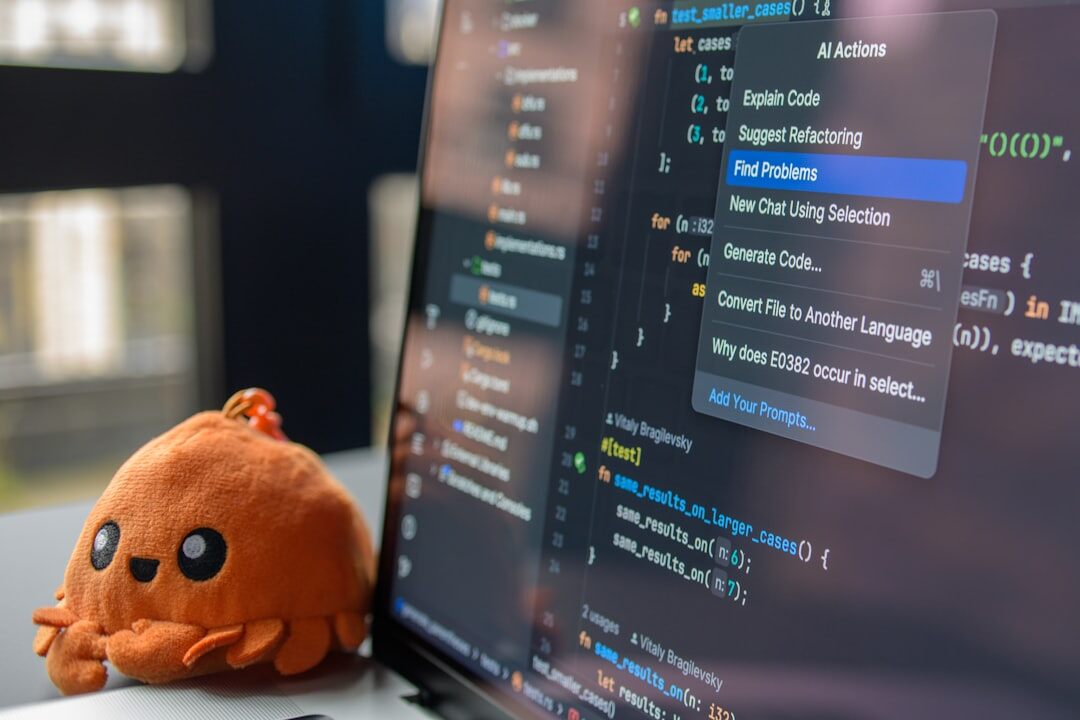 Video editor working on footage at a multi monitor workstation